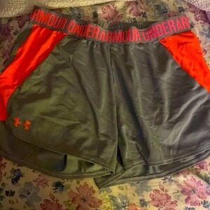 UNDER ARMOUR running shorts, pink and light grey, size medium